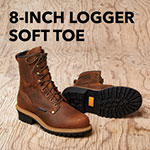 Image of brown 8-Inch Soft Toe Logger boot
