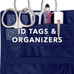Image of a navy blue organizer pouch with scissors and pens sticking out of it. White text overlay says 