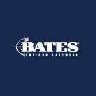 Navy blue square with white Bates logo
