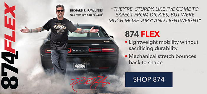 Image of Richard Rawlings from Fast 'N Loud in front of a Dodge car. Vertical text to the left says 