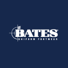 White Bates logo on navy blue background