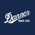 White Danner logo on navy blue background