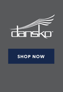 White Dansko logo on gray backgound
