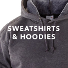 Close-cropped image of a gray pullover sweatshirt. White text overlay says 