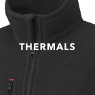 Close-cropped image of a black fleece zip-up. White text overlay says 